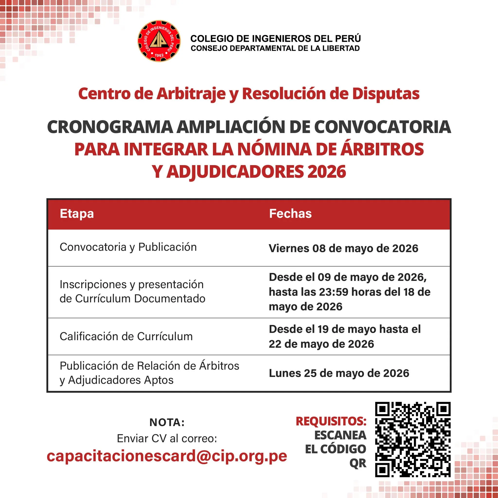 AMPLIACIÓN DE CONVOCATORIA
